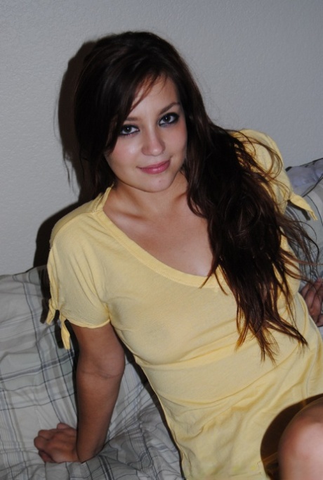 Ex-girlfriend exposes her natural breasts while laying on bed in cute panties