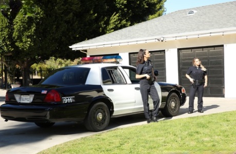 Policewoman Eliza Ibarra participates in an interracial blowbang