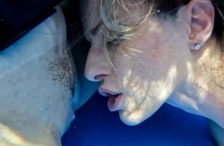 Cory Chase and Lory Lace have underwater lesbian sex in a public pool