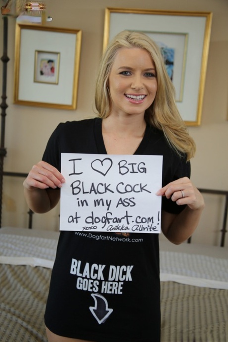 Hot blonde girl Anikka Albrite takes a massive black cock up her ass
