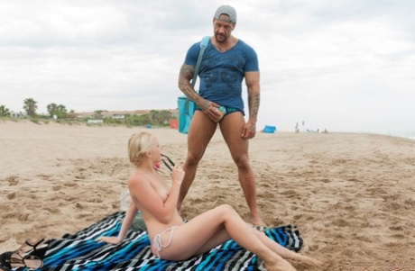Blonde Lolita Taylor gets picked up on the beach & ass fucked by a strong dude