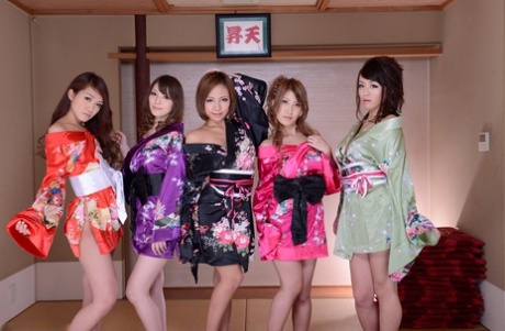 Petite Japanese broads strip and get fucked by their horny lovers