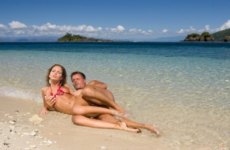 Nymphomaniac Lauren May giving a hot BJ and enjoying steamy sex in the sea
