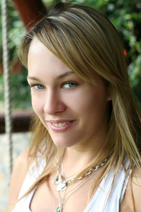 Blonde Hungarian girl with natural tits Blue Angel showing her body