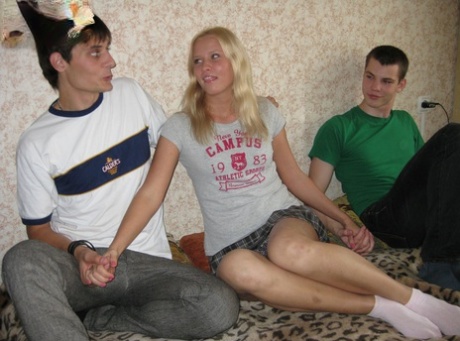 Blonde teen Hailey hikes her skirt up & rides a dick in front of her boyfriend