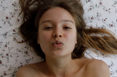 Lovely amateur Isabella Herzog shows off her beautiful naked body on her bed