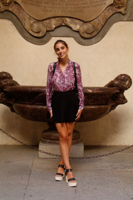 Italian beauty Aurora Morgenrote flashes her big tits & ass in public