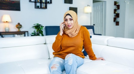 Wife in a hijab Lilly Hall sucks cock & gets fucked doggystyle by her hubby