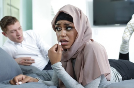 Latina with a hijab Havana Bleu blows a monster dick & takes it from behind